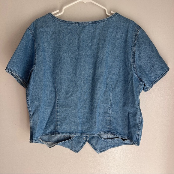 Vintage Crossroads Denim Pearl Snap Button T-Shirt - Picture 3 of 5
